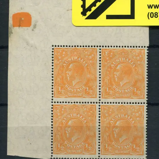 ½d orange selvedge block of 4 from the top left ...
