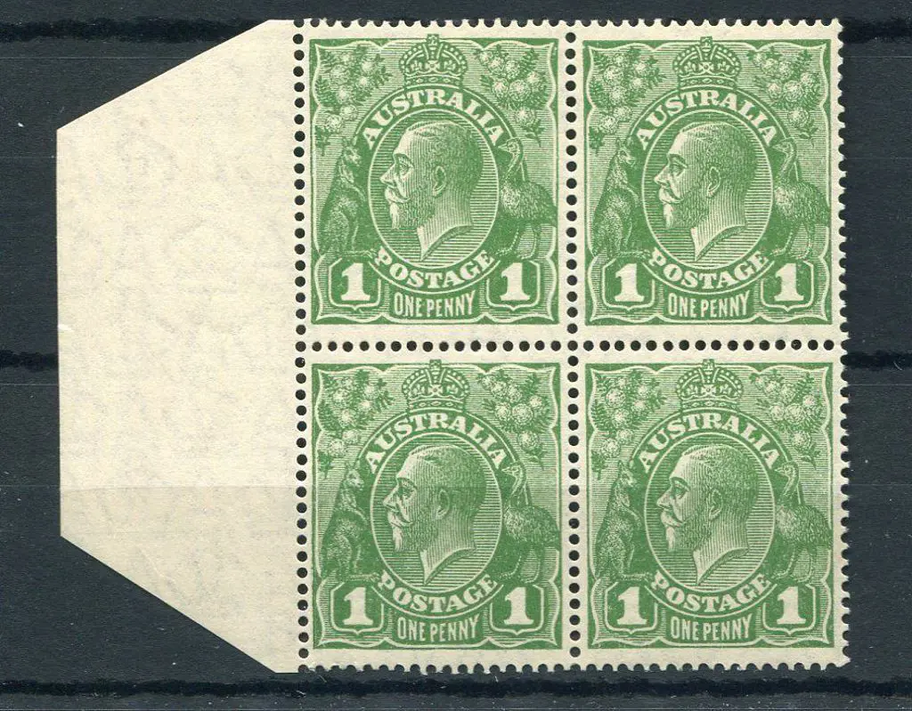 1d green left marginal block of 4 (VII 31&32/ ... Image 1++