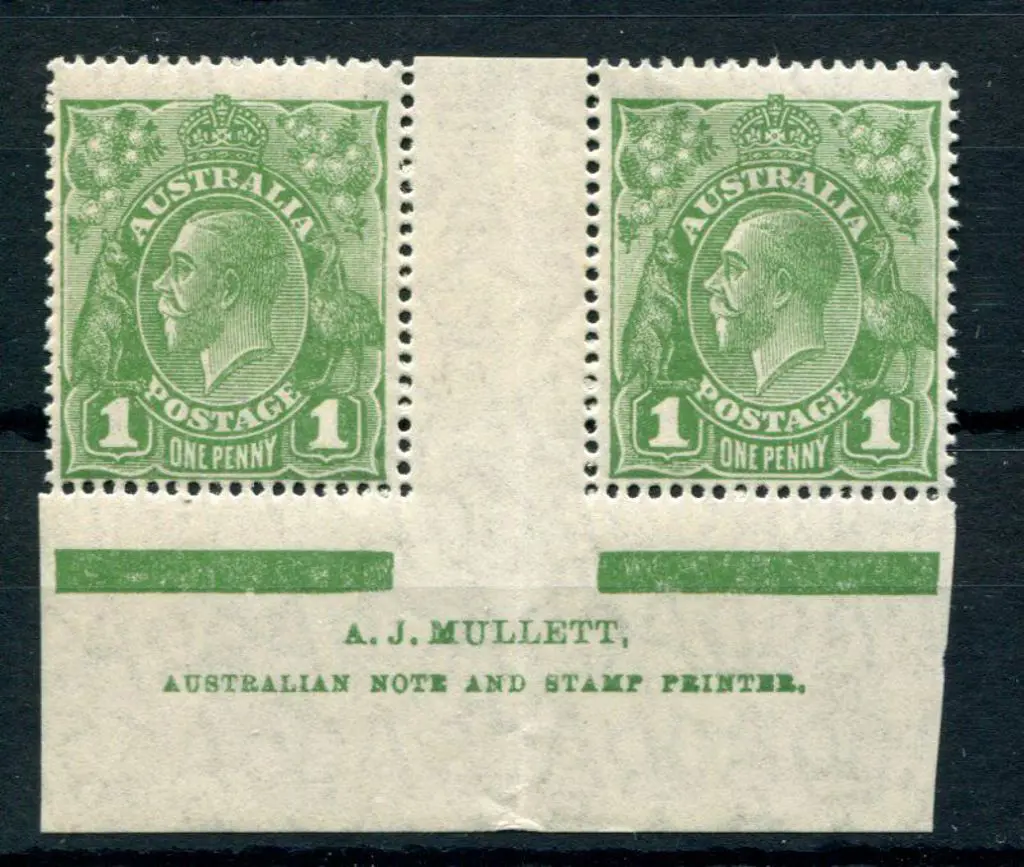 1d green Mullett imprint pair with "RA retouched ... Image 1++