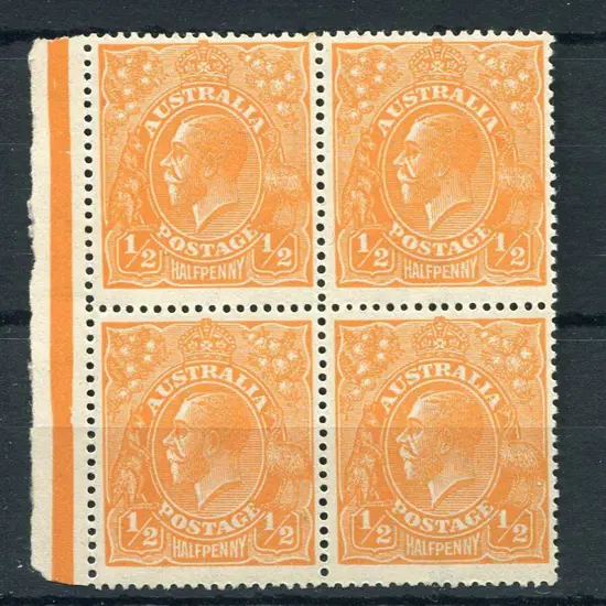 1½d orange in marginal block of 4 with inverted ...
