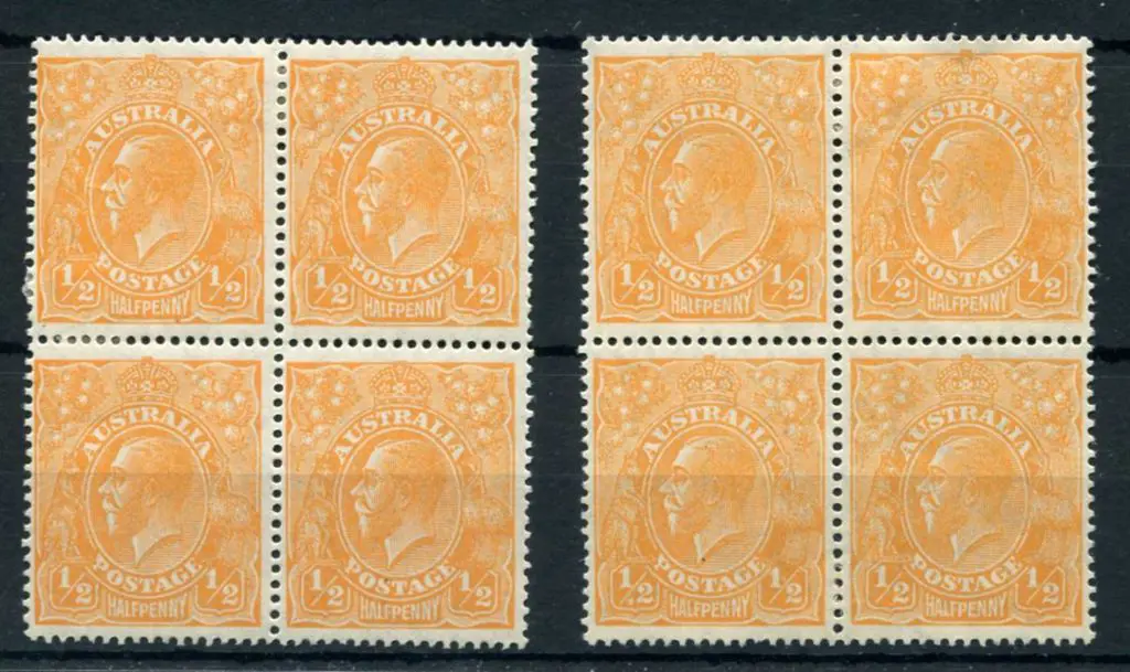 ½d orange MUH/MLH blocks of 4 x 2 with one showing ... Image 1++