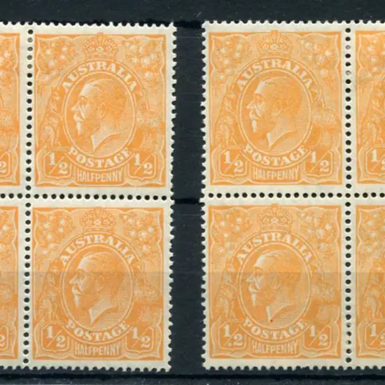 ½d orange MUH/MLH blocks of 4 x 2 with one showing ...