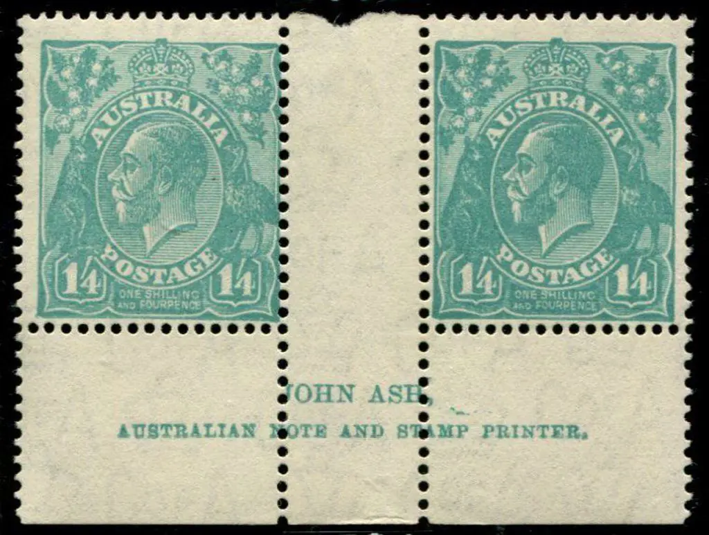 1/4d greenish blue Ash imprint pair. MUH with left ... Image 1++