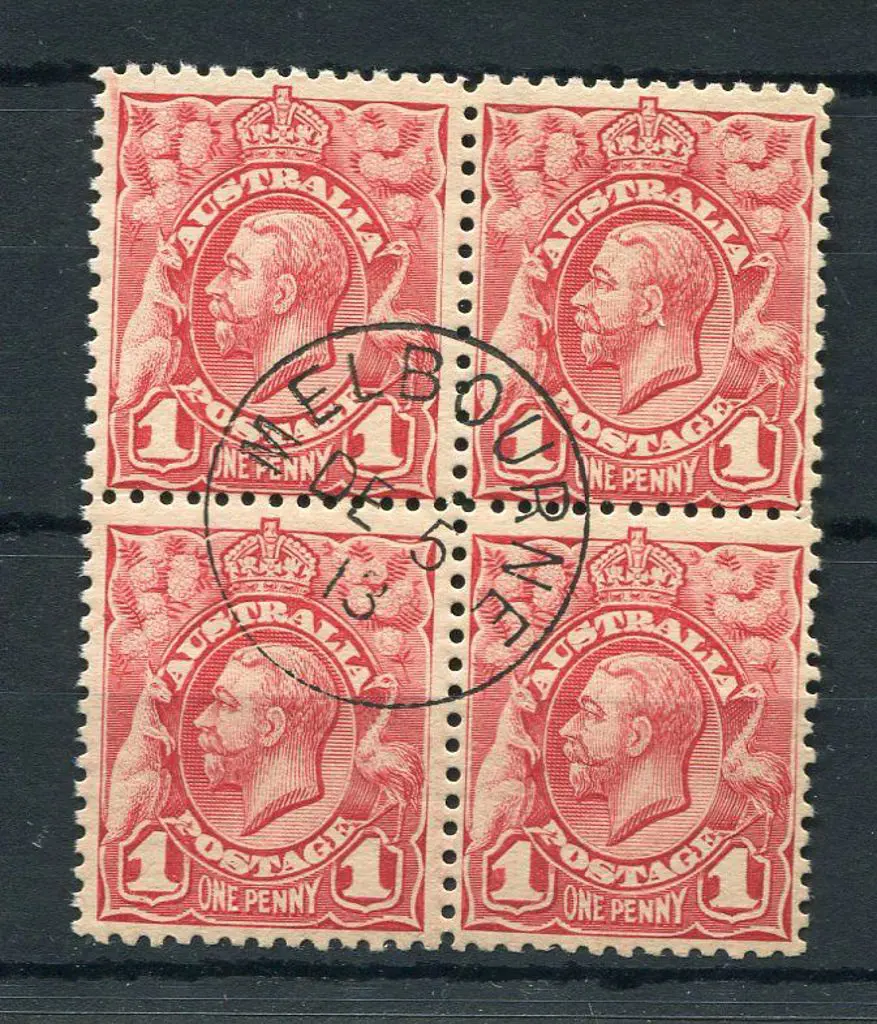 1d in block of 4 CTO by Melbourne DE 5 13 cds. ... Image 1++