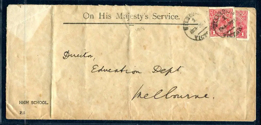 1918 (9th Nov) OHMS cover with "High School P.2" ... Image 1++
