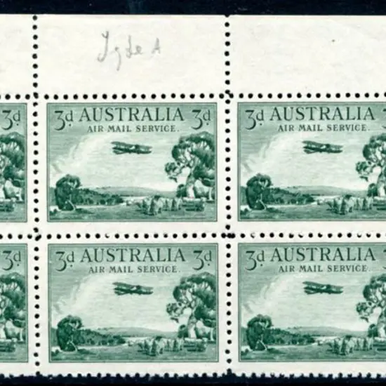 1929 3d Airmail, type A, plate No. 2 block of 8. ...