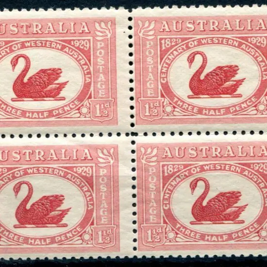 1929 1½d WA Cent block with top left unit showing ...