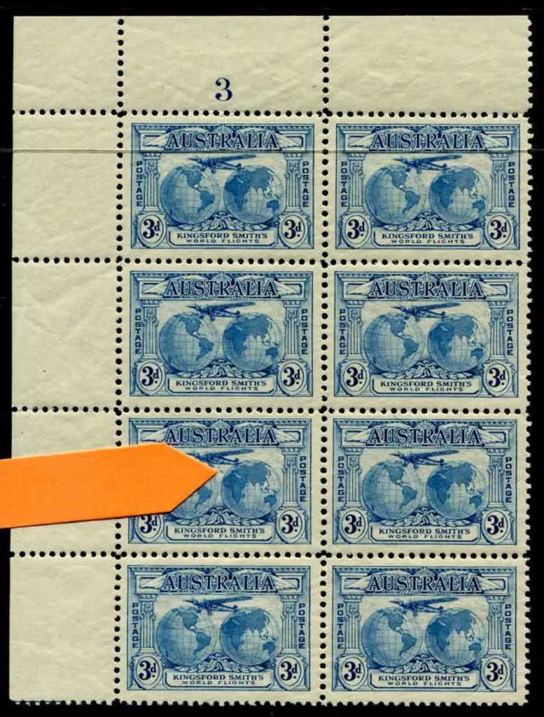 1931 3d Kingsford Smith top left corner Plate 3 ... Image 1++