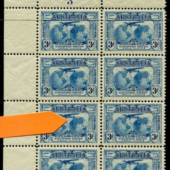 1931 3d Kingsford Smith top left corner Plate 3 ...