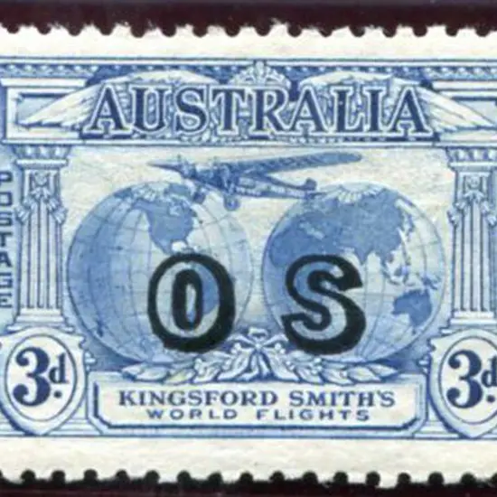 1931 3d blue Kingsford Smith ovptd "OS". MLH with ...
