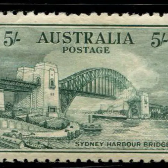 1932 5/- Sydney Harbour Bridge. MLH with hinge ...