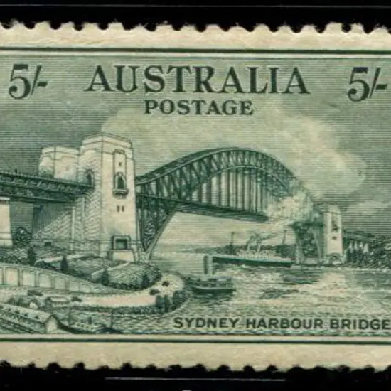 1932 5/- Sydney Harbour Bridge. MLH with crazed, ...