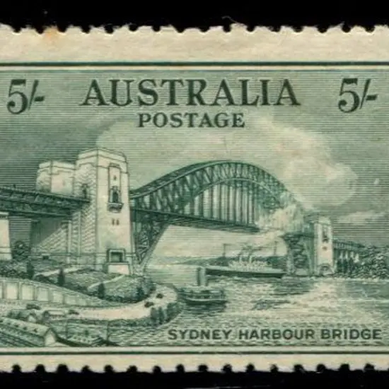 1932 5/- Sydney Harbour Bridge. MLH with toned ...