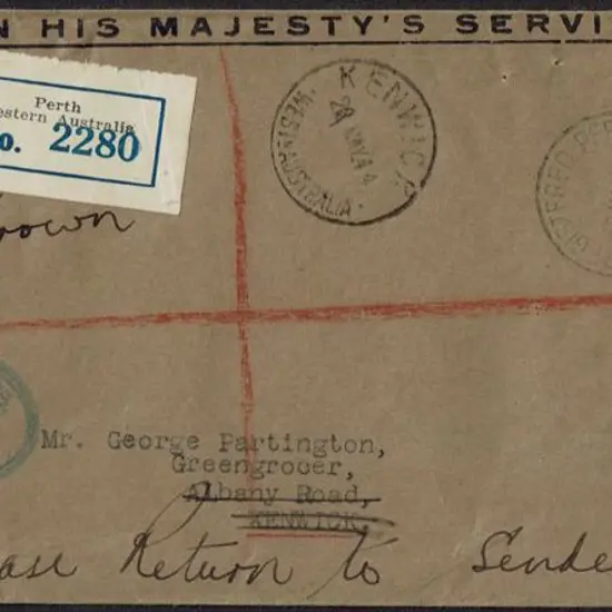 1933 (30th Mar) OHMS long env with 5d KGV perfined ...