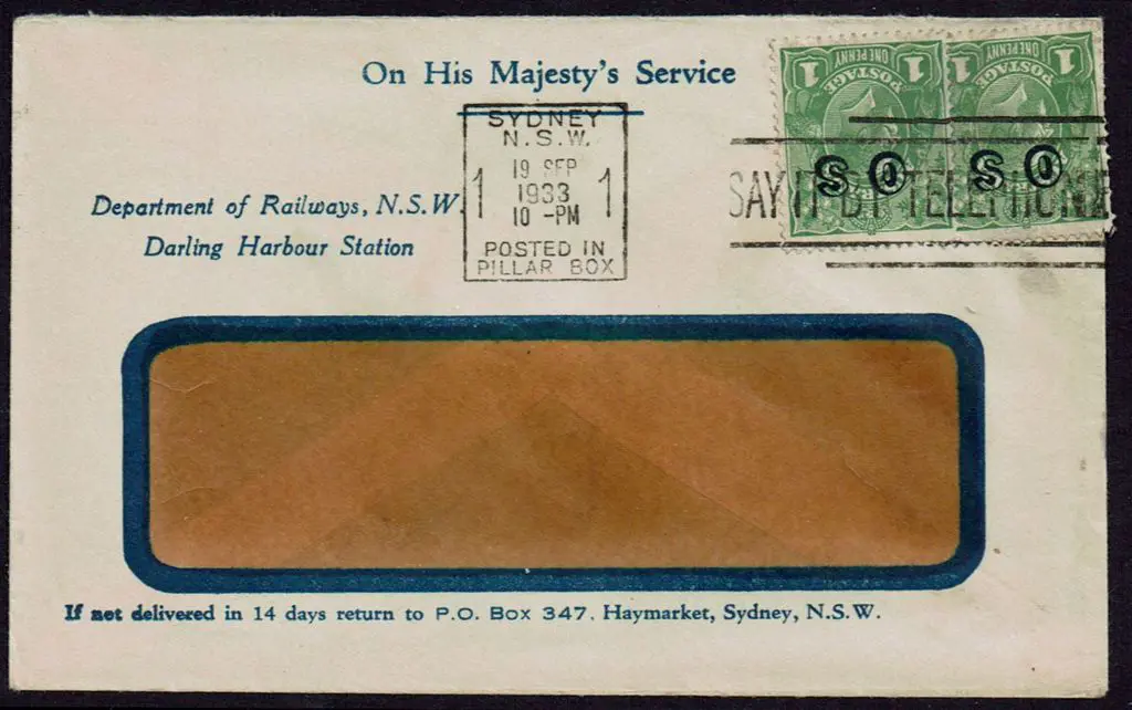 1933 (19th Sept) OHMS "Department of Railways NSW ... Image 1++