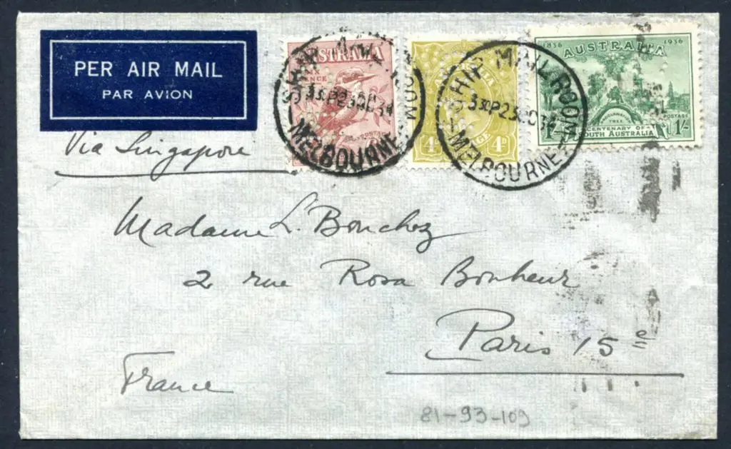 1934 (23rd Oct) Melbourne to Paris via Singapore ... Image 1++