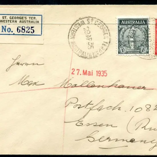 1935 (29th Apr) Anzac pair used on "St. Georges ...