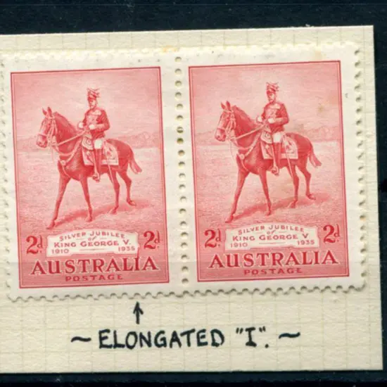 1935 2d Silver Jubilee horiz pair with "vertical ...