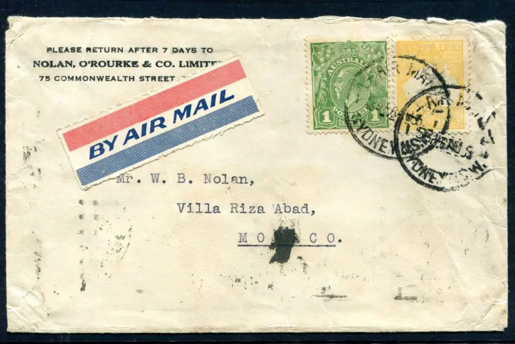 1935 (8th Aug) Sydney to Monaco cover bearing 5/- ... Image 1++