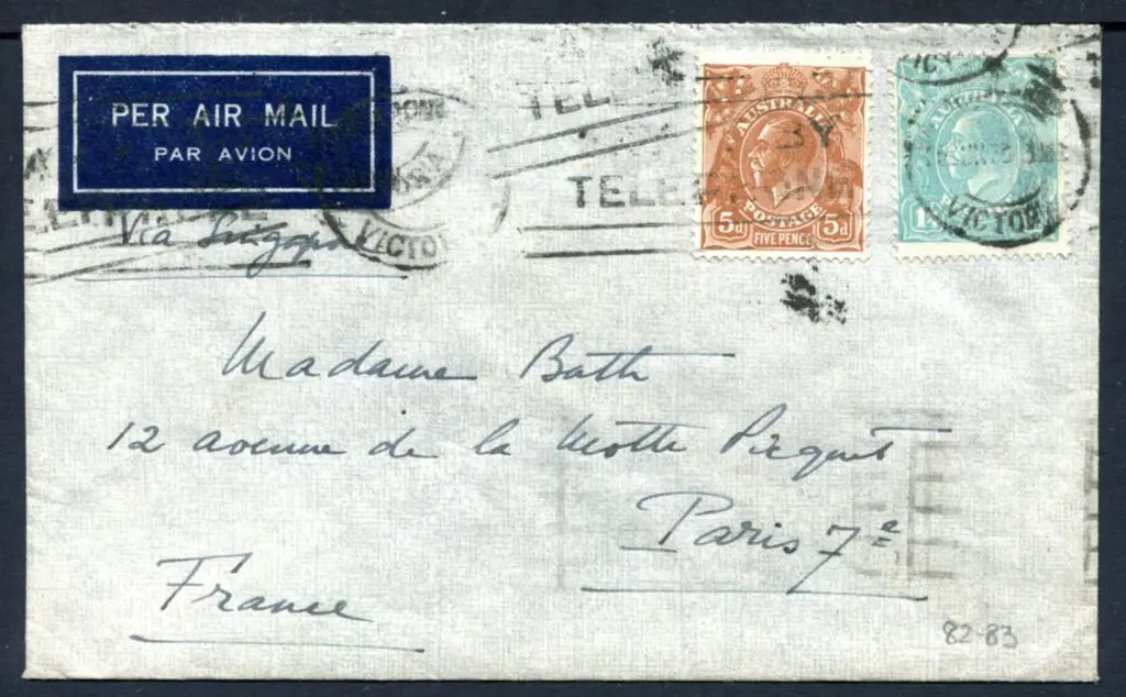 1936 (15th June) Melbourne to France Airmail cover ... Image 1++