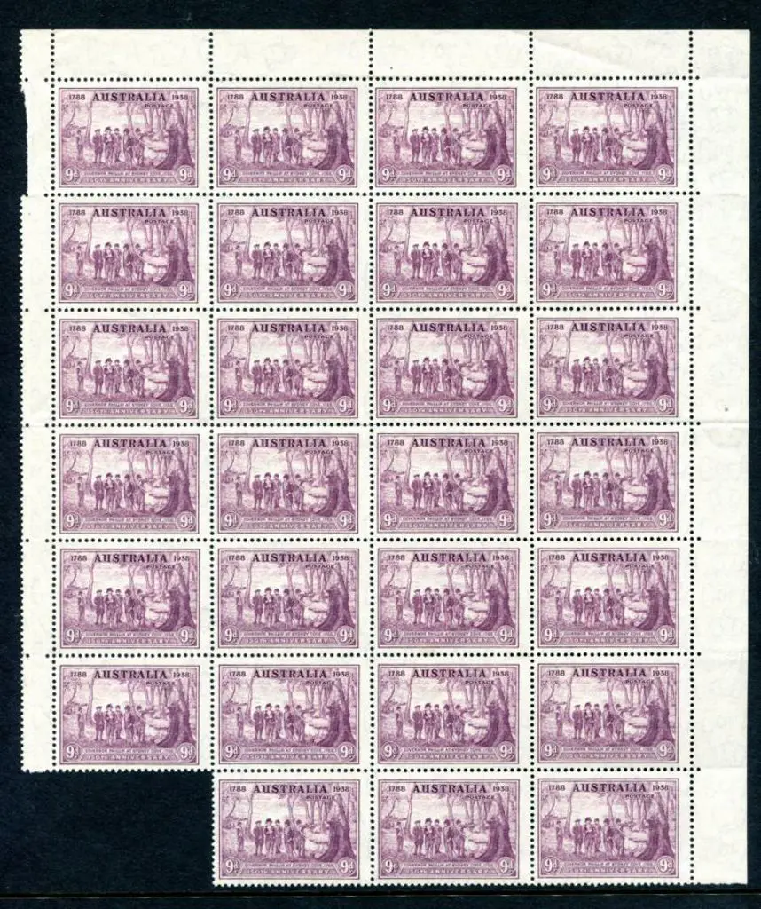 1937 9d NSW Sesqui in right pane block of 27. 2 ... Image 1++