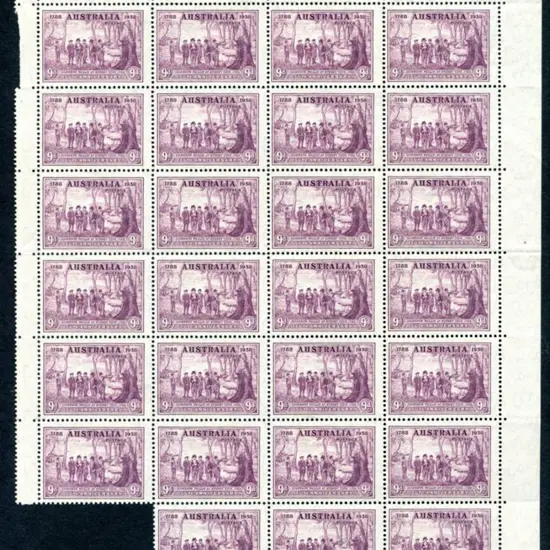 1937 9d NSW Sesqui in right pane block of 27. 2 ...
