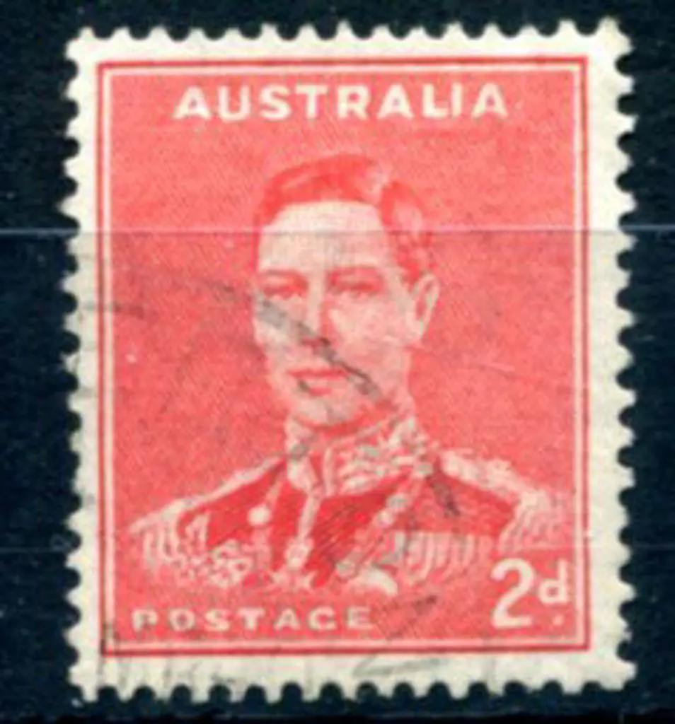1938 2d scarlet KGVI with "medallion flaw". F/U. ... Image 1++