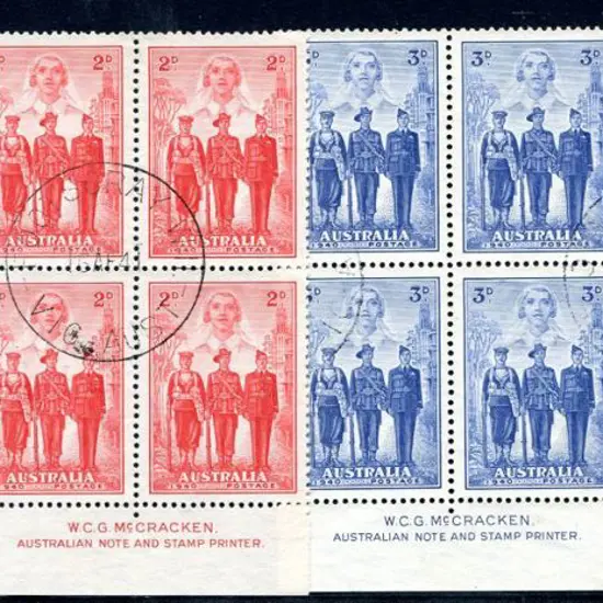 1940 AIF set of 4 in McCracken imprint blocks of ...