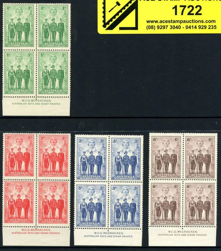 1940 AIF set of 4 in McCracken imprint blocks of ... Image 1++