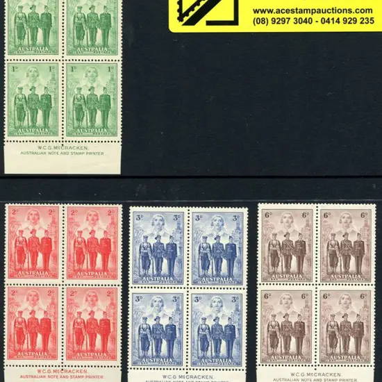 1940 AIF set of 4 in McCracken imprint blocks of ...