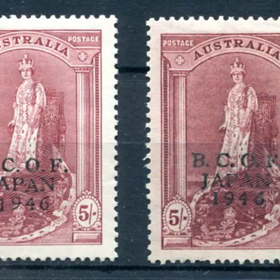 1946 BCOF 5/- Robes on both thick (MUH) & thin ...