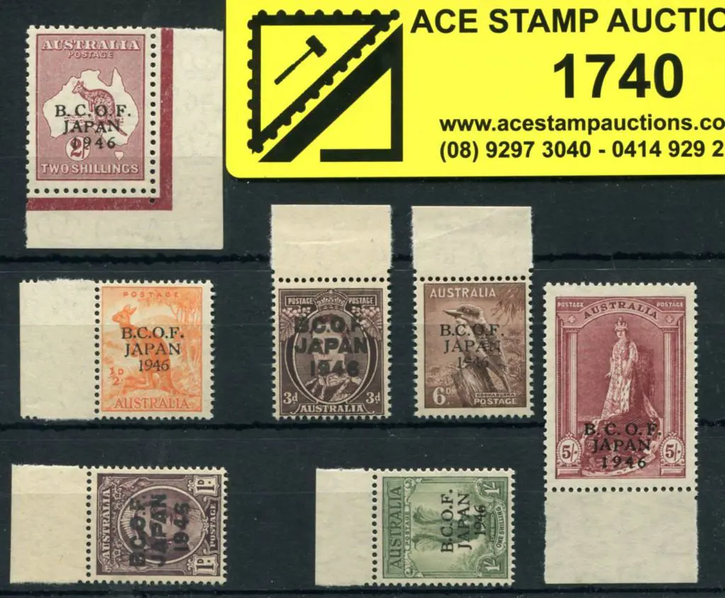 1946/48 ½d to 5/- on thin paper "BCOF Ovptd set of ... Image 1++