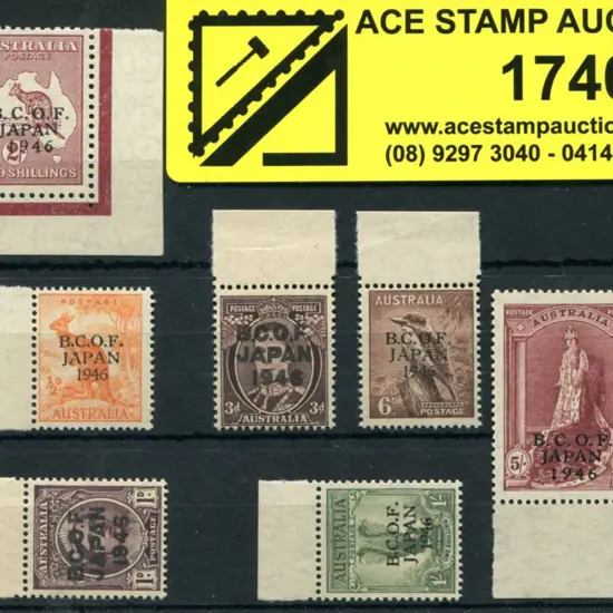 1946/48 ½d to 5/- on thin paper "BCOF Ovptd set of ...