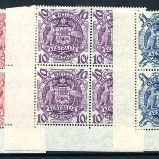 1949/50 5/-, 10/- & £1 Arms in no imprint corner ...