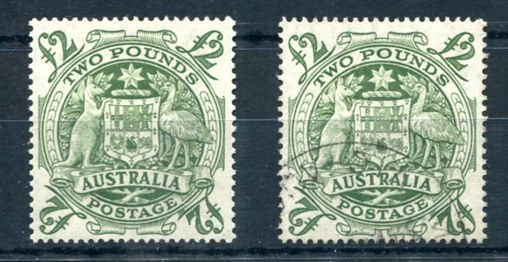 1949/50 £2 Arms with "roller flaw" on both a MLH & ... Image 1++