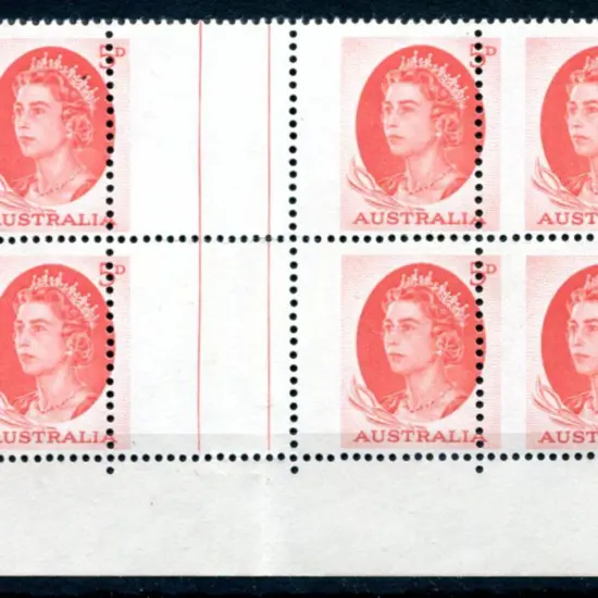 1963/65 as above but gutter block of 6. Folded in ...