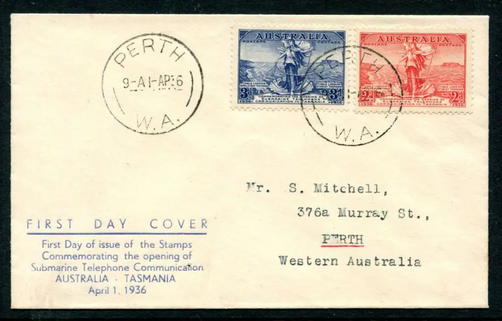 1936 (1st April) 2d & 3d Cable pair on S. Mitchell ... Image 1++