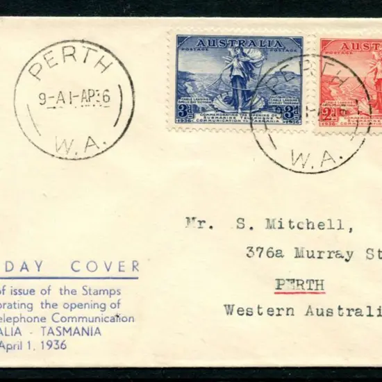 1936 (1st April) 2d & 3d Cable pair on S. Mitchell ...