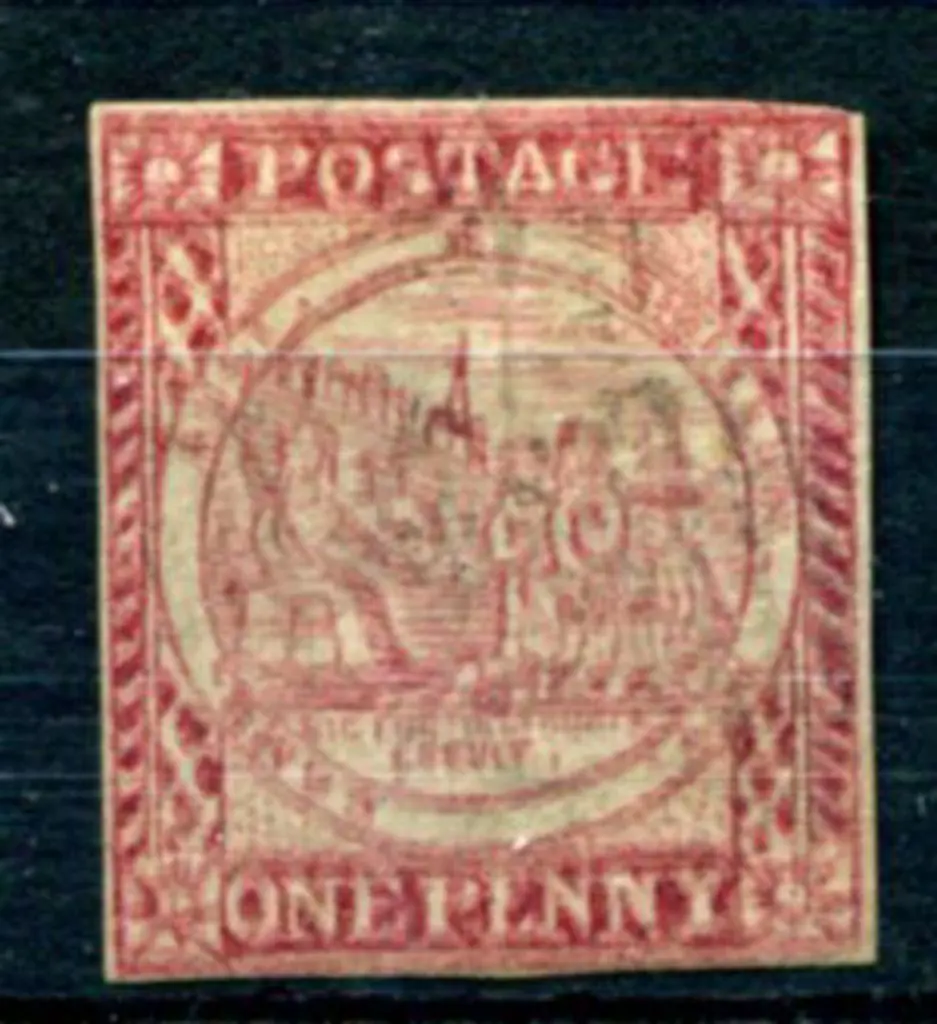 1850 1d dull carmine on hard bluish paper, imperf ... Image 1++