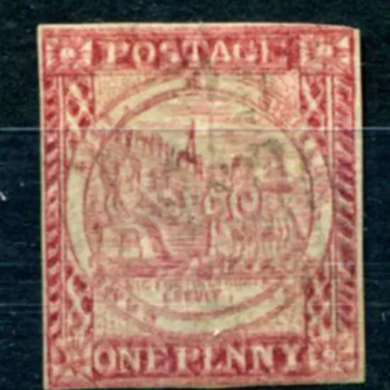 1850 1d dull carmine on hard bluish paper, imperf ...