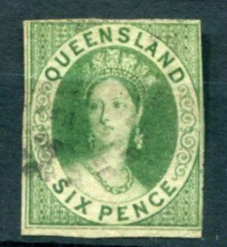 1860 6d green Chalon. Lightly used with 2 generous ... Image 1++