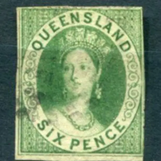 1860 6d green Chalon. Lightly used with 2 generous ...