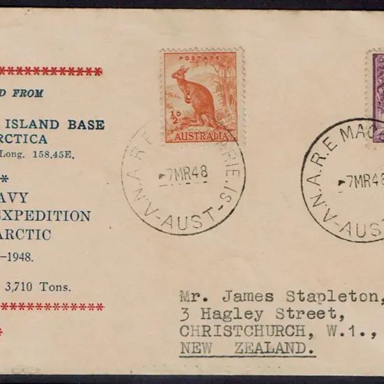 1948 (7th Mar) James Stapleton (NZ) cover for ...