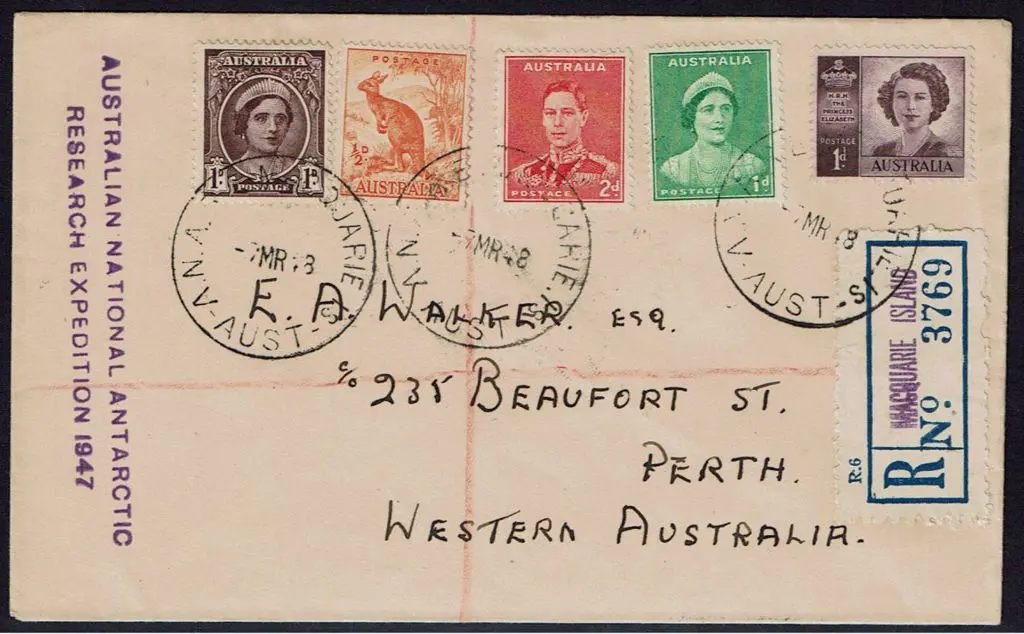 1948 (7th Mar) Macquarie Island Regd cover with ... Image 1++