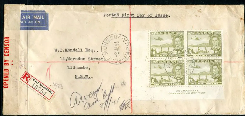 1941 (2nd Jan) 1/6d olive-green Airmail in imprint ... Image 1++
