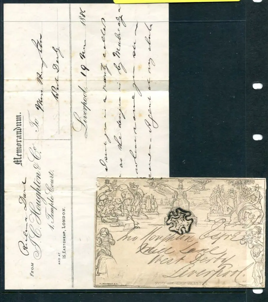 1840 1d black Mulready envelope struck with neat, ... Image 1++