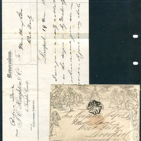 1840 1d black Mulready envelope struck with neat, ...