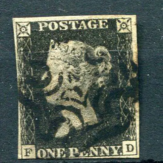 1840 1d intense black with neat black Maltese ...