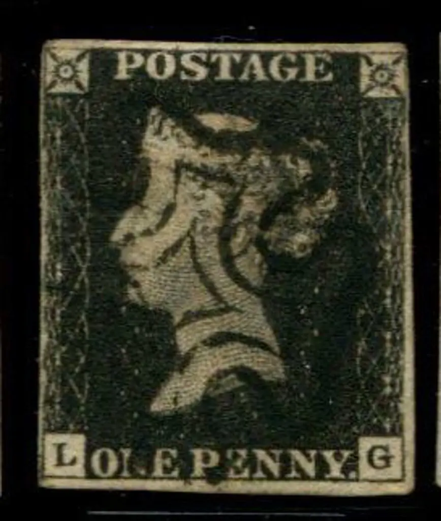 1840 1d intense black with central black Maltese ... Image 1++