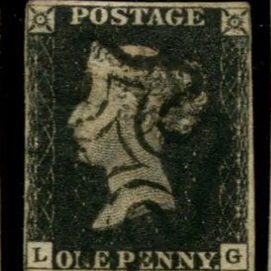 1840 1d intense black with central black Maltese ...